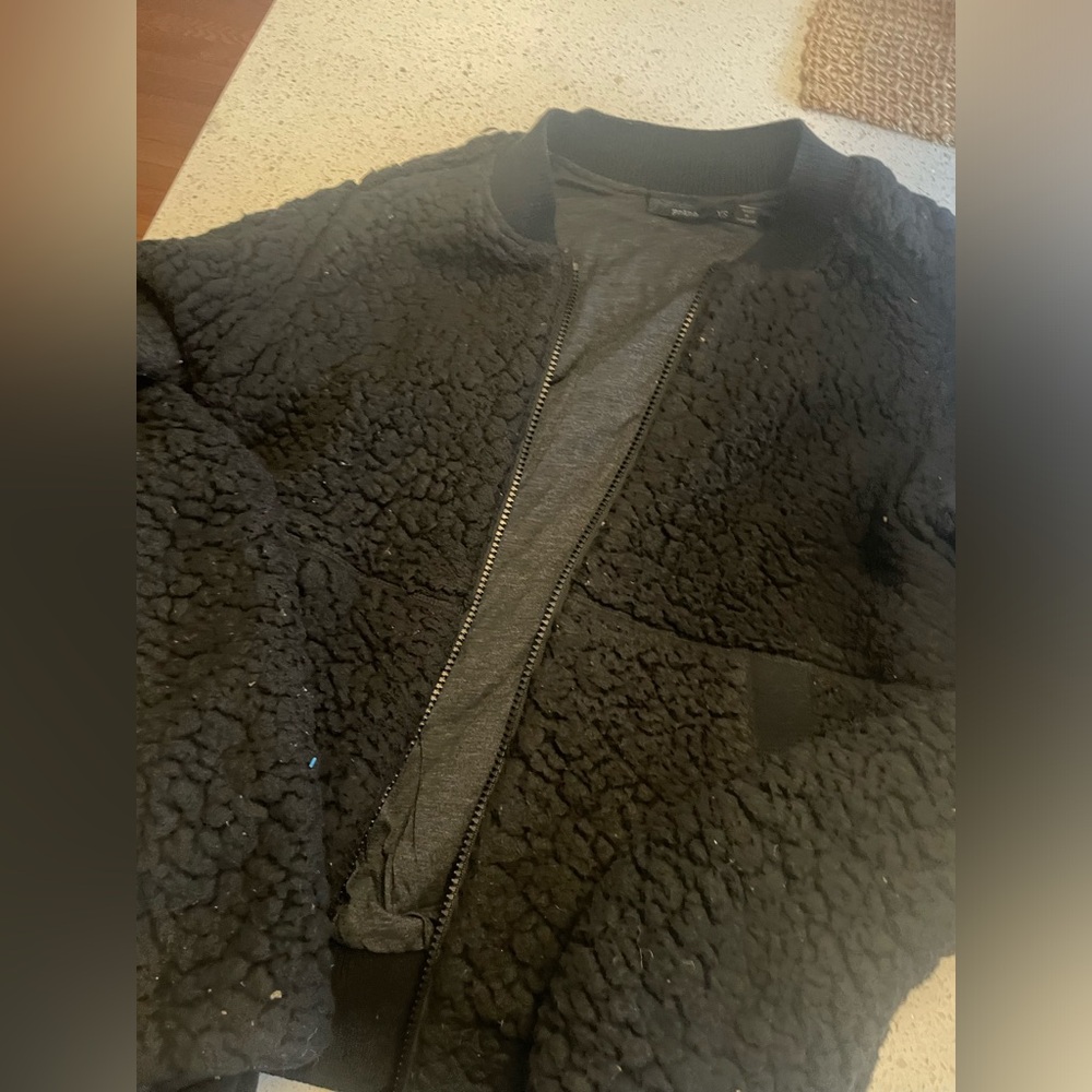 Prana Polar Escape Womens XS Medium Black Sherpa Fleece Reversible Bomber Jacket